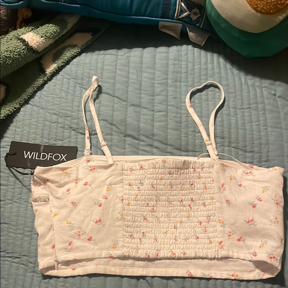 Wild Fox Odessa Snow White Stem Ditsy Floral Crop Top Small Preppy Coquette - Picture 2 of 7